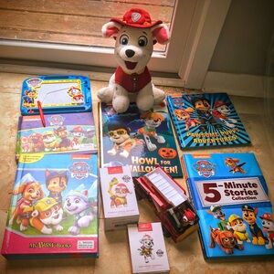 NIB/NWOT/EUC 10x Paw Patrol Books, Xmas Halloween, Plush, Firetruck Bundle Lot